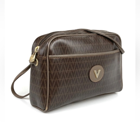 MARIO VALENTINO Vintage Authentic Brown PVC Leather Small Crossbody Bag - Picture 2 of 10